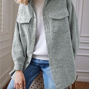 SHEIN Light Sage Knit Utility Shacket